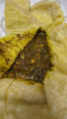 Curry goat roti