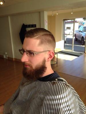 Another great way to incorporate a beard into a clean haircut!