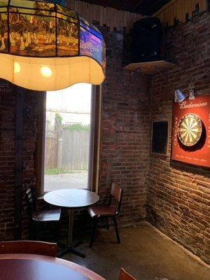 Cozy corner near the seldom used dart board!