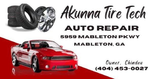 Visit Akunna Tire Tech, LLC 
for new and used tires, wheel repair, as well as total car service needs.