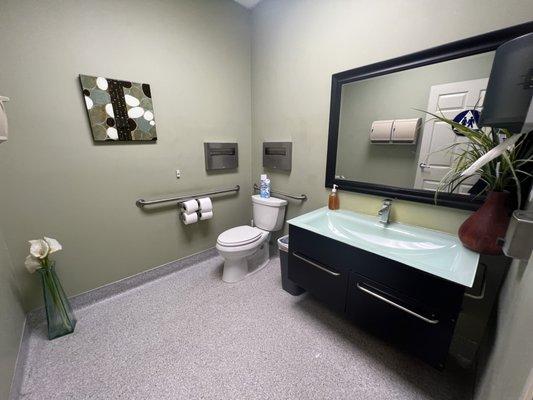 A well-maintained haven of privacy, our restroom provides a refreshing retreat, promoting cleanliness and comfort for all.