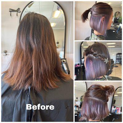 Under color with lavender tone on Asian hair