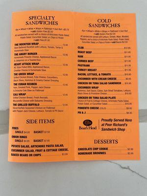 Dine In and Take Out Menu (Nov 2023) - zoom in for details and prices