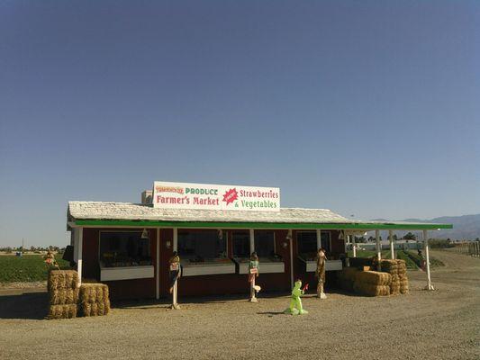 Produce stand selling locally grown fruits & vegetables, even limited selection of local bread.