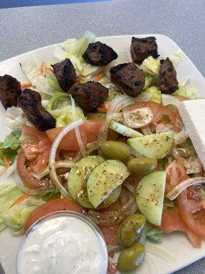 Salad with Meat (Beef Kebab)