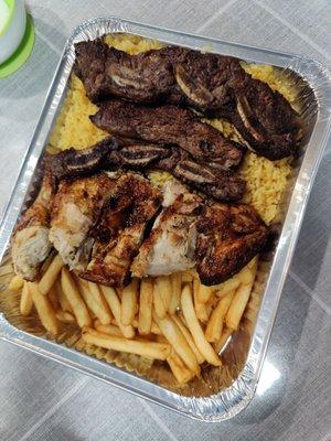 Full size chicken and beef rib platter