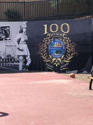 This is a historic park  Pictures of a mural on the basketball court 7-30-23