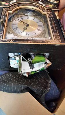 Grand father clock top not packaged correctly chines destroyed