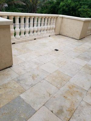 Travertine and limestone patio (after photo). Effective cleaning and our customer loved the results!!