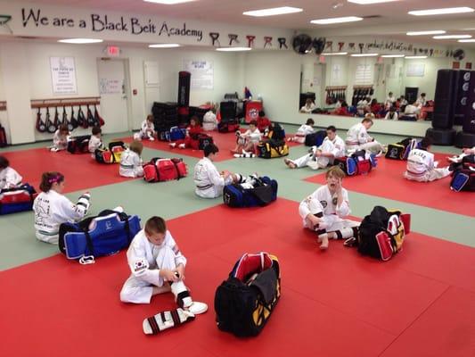 Getting ready for sparring.