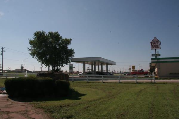 View of the gas station and Sapp Bros. next door.