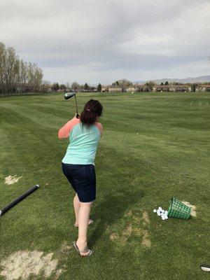 It was a gorgeous day for the driving range