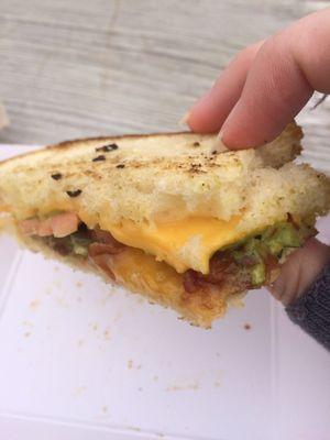 Bacon guacamole grilled cheese sample