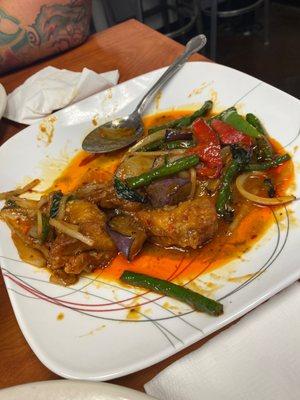 66. Spicy Cat Fish also half eaten but AMAZING