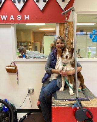 The Owner Beth and Teddy the Australian Shepherd