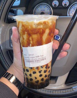 Brown sugar milk tea with tapioca boba