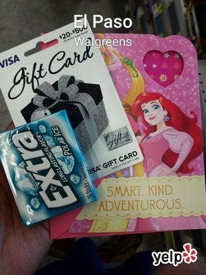 Birthday gifts and gum for me