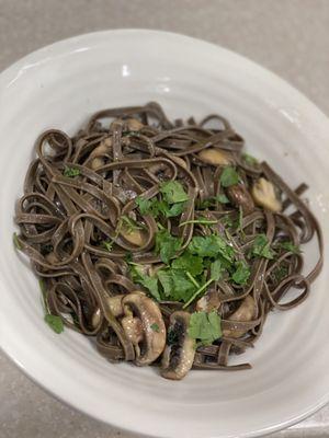 Borgatti's mushroom pasta boiled and then tossed in a pan with butter, olive oil, fresh Italian parsley & mushrooms.