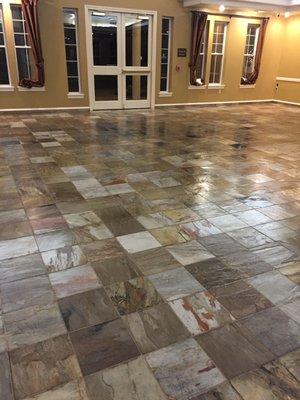 Slate after clean and seal Coles Crossing Community center By Absolute Kleen Best tile cleaning Service in Cypress TX