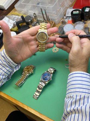 Our master watchmaker fixing the finest watches!