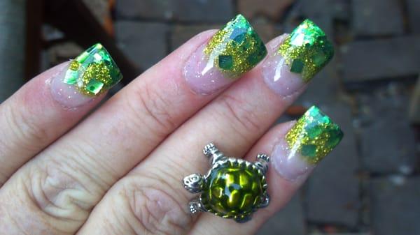 Turtle inspired fade by Heather. She's amazing!!