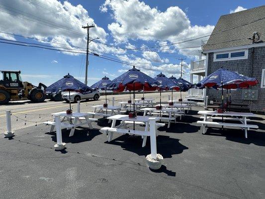 Lovely outdoors seating.  Can't wait for the construction to end.