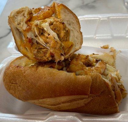 Salmon & Shrimp Cheesesteak - delicious on a Liscio's roll. Nice mix of spices with a light spicy bite.