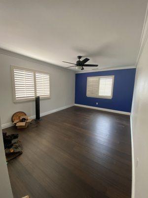 Paint - Flooring - Accent wall - Fan installation