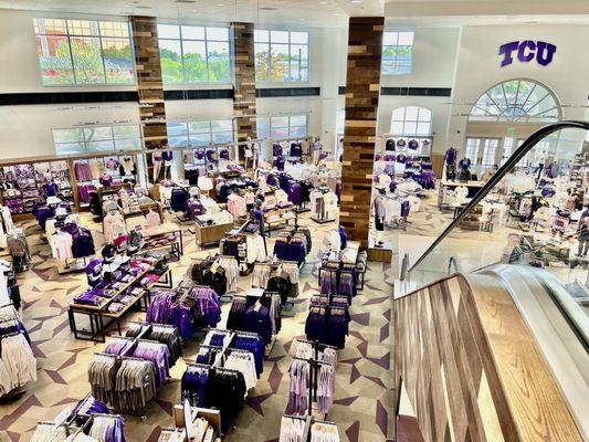 TCU Bookstore view from upstairs books area