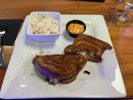 Reuben sandwich hit the spot.