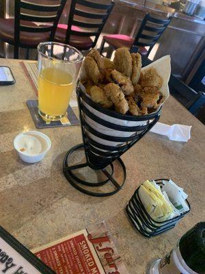 Huge serving of fried pickles