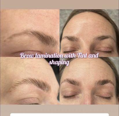 Brow lamination, tint and shaping