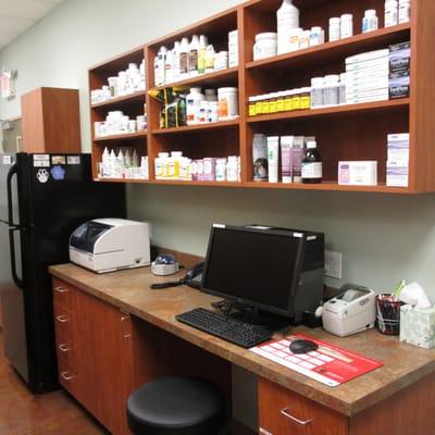 A stocked pharmacy and on-site lab analyzer make urgent care possible.