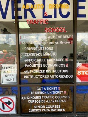 Front window - Driving & Traffic School Descriptions