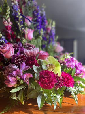 Vibrant variety of fresh flowers and foliage