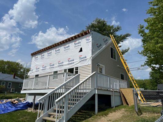 Home renovation project adding a second floor to this home.