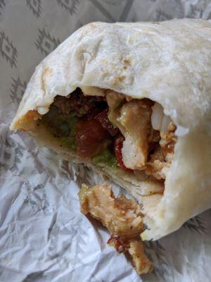 Chicken in my beyond meat burrito.