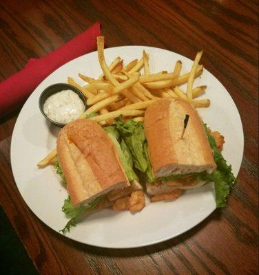 PoBoy Shrimp sandwich and fresh friend french fries.