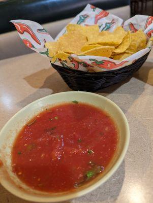 The obligatory salsa and chips. Expected a less watery and spicy salsa. Good but didn't knock me out.