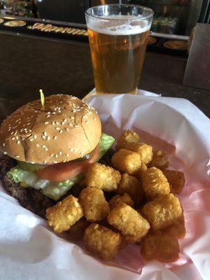 $7 beer & burger and a whopping extra $1 for the tots!