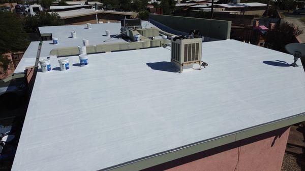 Classic white flat roof with polyglass