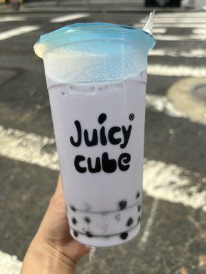 Large taro milk tea with boba ($7.57)