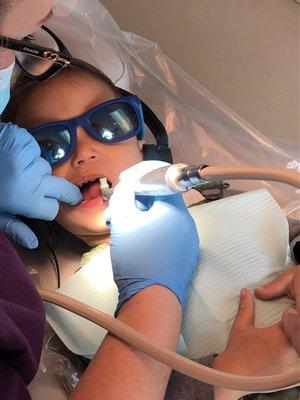 Having a great dental visit! Everyone made him feel completely comfortable