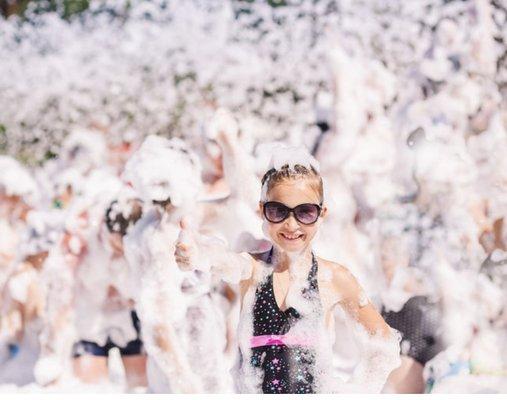 Foam Party Fun. Backyard or Large School Function can be done. #foamparty #katytx #partyrental #moonwalk #tentrental #snoconerental #tent