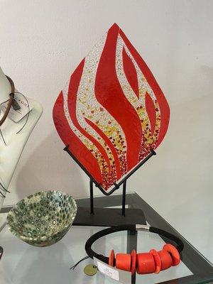 Glass flame sculpture