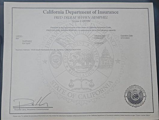 Work with only licensed bailbonds agents by the department of insurance