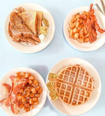 Belgian Waffle Meal W/ Bacon  French Toast (2 slices)