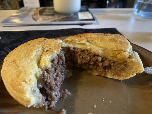 Mince Pie ground beef-- frozen,reheated at home