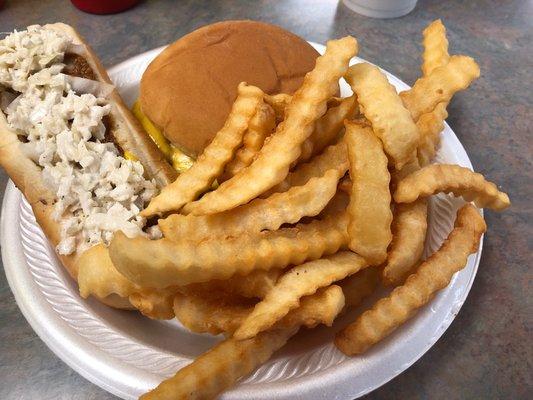 Cheeseburger and Hotdog combo