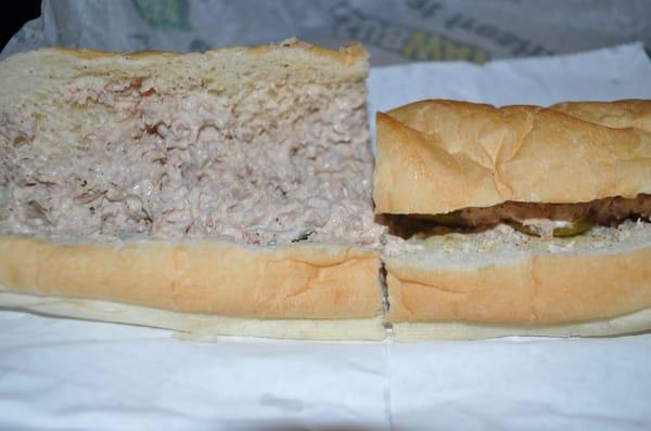 Tuna on white w/ only pickles and black pepper